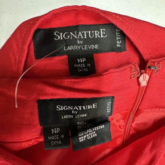 Larry Levine Skirt Suit 14p Red Linen Blend Short Sleeve Church Career NEW $200 - Picture 7 of 12
